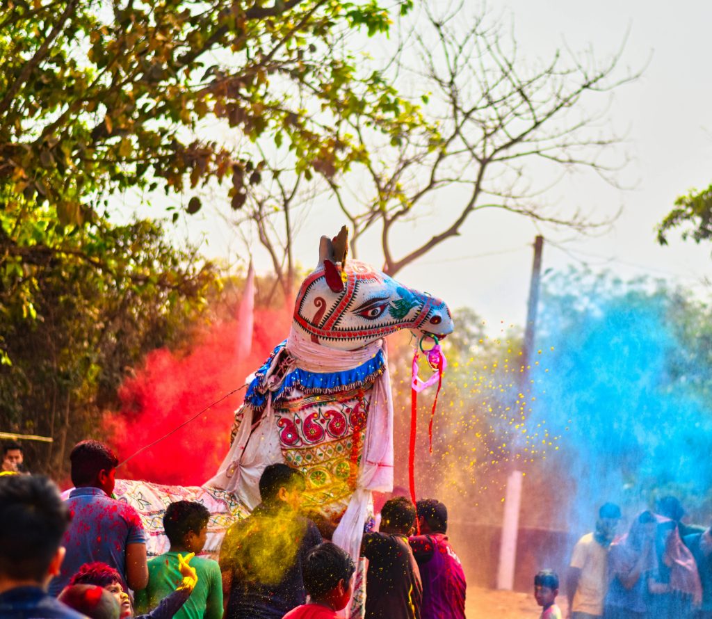 Photo by Soubhagya Maharana: https://www.pexels.com/photo/horse-effigy-during-festival-of-colors-15831943/ - Holi Weekend Vacation